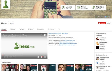 Chaîne Youtube du site Chess.com