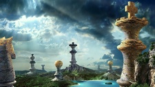 Jolie fond d'écran sur les échecs avec un paysage imaginaire