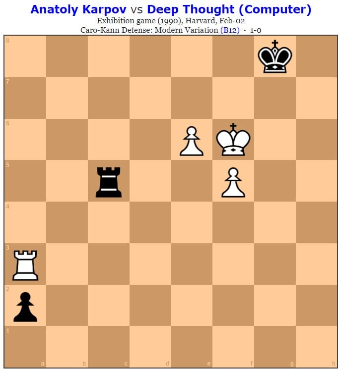 position finale de la partie d'échecs entre deep thought et karpov (1990)