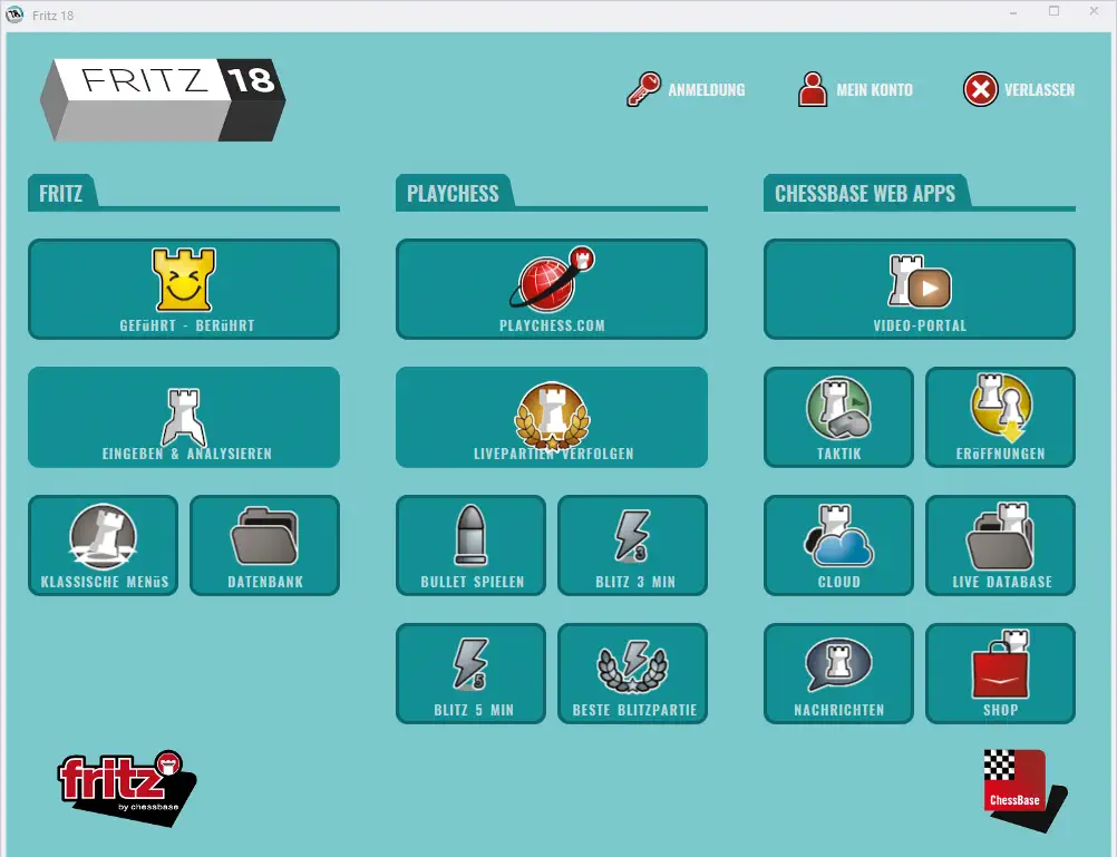 Interface du jeu Fritz 18