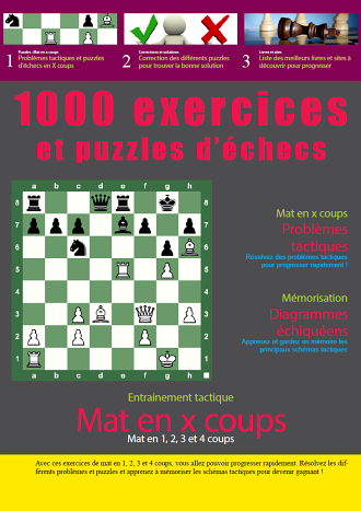 Livre numérique ebook format PDF 1000 exercices et puzzles d’échecs, mat en X coups par Régis Warisse